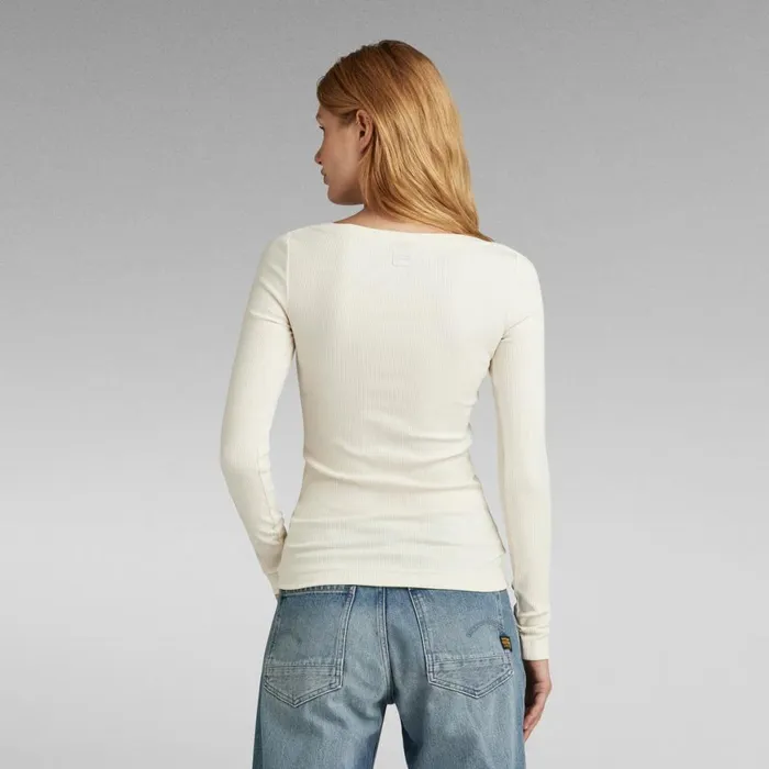 Tops and Tshirts Women GStar RAW Slim Rib Scoop Top Eggnog