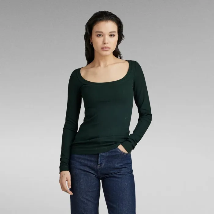 Tops and Tshirts Women GStar RAW Slim Rib Scoop Top Laub