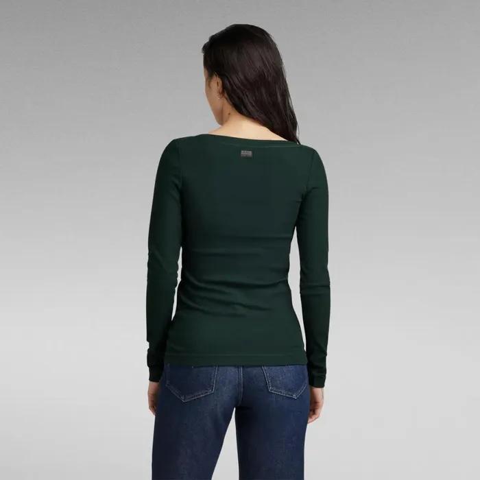 Tops and Tshirts Women GStar RAW Slim Rib Scoop Top Laub