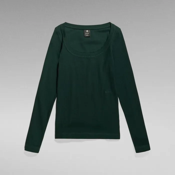 Tops and Tshirts Women GStar RAW Slim Rib Scoop Top Laub