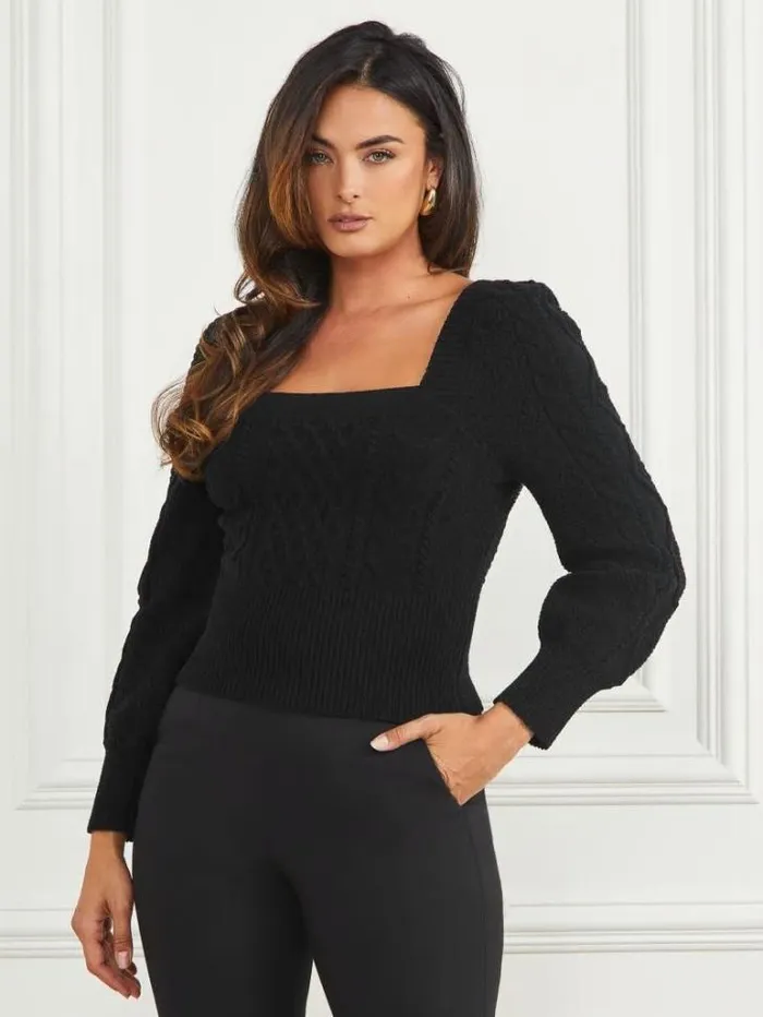 Tops And Sweaters Women Marciano Kya Chenille Sweater Black Tops And Sweaters Women Marciano Kya Chenille Sweater Black