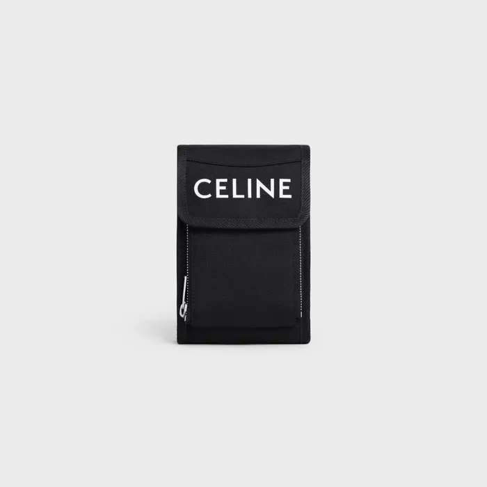 Trekking Phone Pouch In Nylon With Celine Print Black Men CELINE TECH ACCESSORIES Trekking Phone Pouch In Nylon With Celine Print Black Men CELINE TECH ACCESSORIES