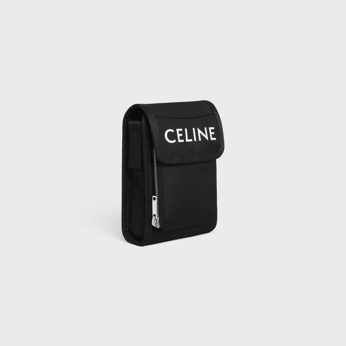 Trekking Phone Pouch In Nylon With Celine Print Black Men CELINE TECH ACCESSORIES Trekking Phone Pouch In Nylon With Celine Print Black Men CELINE TECH ACCESSORIES