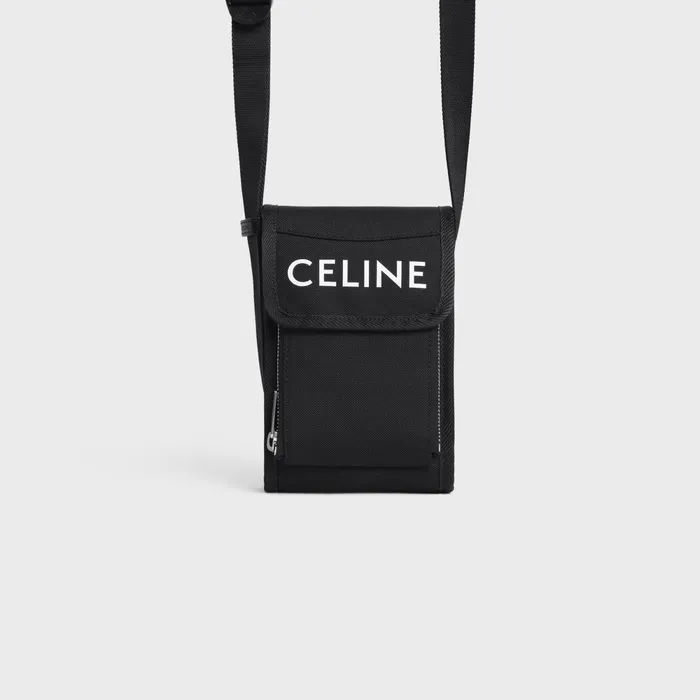 Trekking Phone Pouch In Nylon With Celine Print Black Men CELINE TECH ACCESSORIES Trekking Phone Pouch In Nylon With Celine Print Black Men CELINE TECH ACCESSORIES