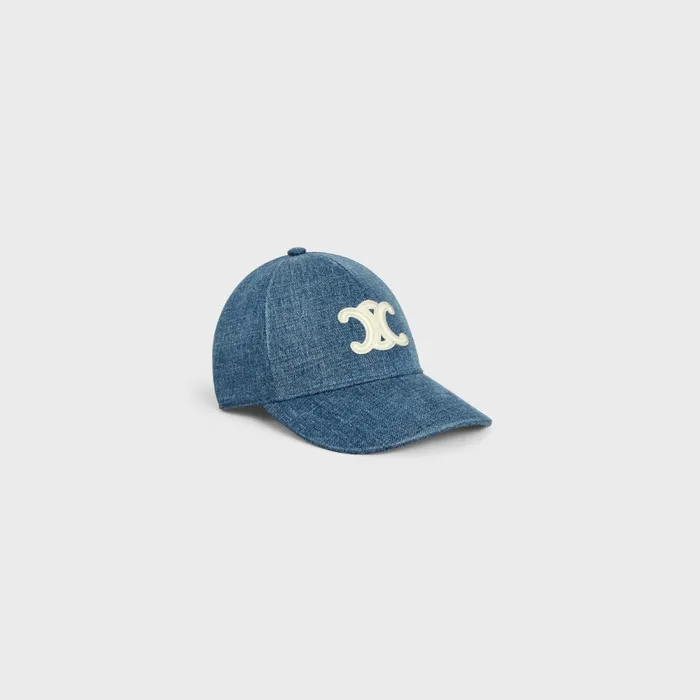 Triomphe Baseball Cap In Denim Union Wash Dark Union Wash Women CELINE HATS AND SOFT ACCESSORIES Triomphe Baseball Cap In Denim Union Wash Dark Union Wash Women CELINE HATS AND SOFT ACCESSORIES