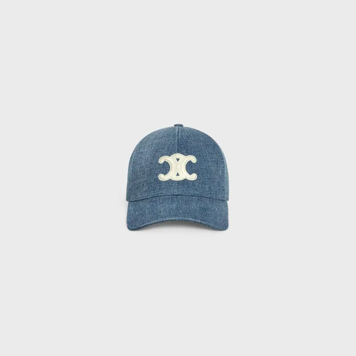 Triomphe Baseball Cap In Denim Union Wash Dark Union Wash Women CELINE HATS AND SOFT ACCESSORIES