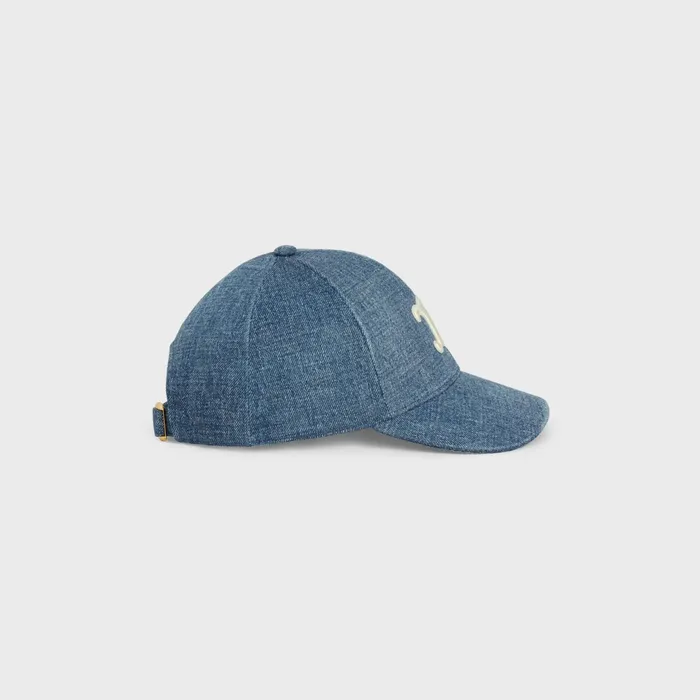 Triomphe Baseball Cap In Denim Union Wash Dark Union Wash Women CELINE HATS AND SOFT ACCESSORIES