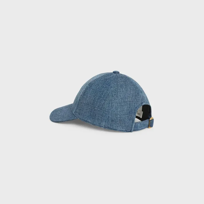 Triomphe Baseball Cap In Denim Union Wash Dark Union Wash Women CELINE HATS AND SOFT ACCESSORIES