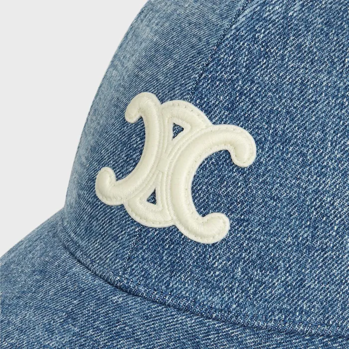 Triomphe Baseball Cap In Denim Union Wash Dark Union Wash Women CELINE HATS AND SOFT ACCESSORIES