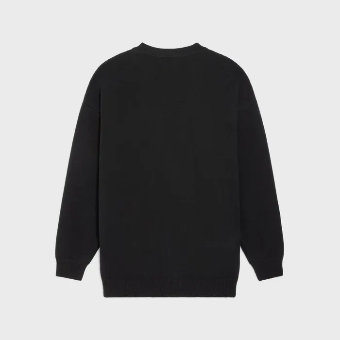 Triomphe Long Cardigan In Cashmere Wool Black Off White Men CELINE KNITWEAR