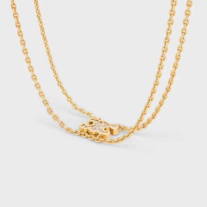 Triomphe Rhinestone Suspended Bracelet In Brass With Gold Finish And Crystals Gold Women CELINE BRACELETS Triomphe Rhinestone Suspended Bracelet In Brass With Gold Finish And Crystals Gold Women CELINE BRACELETS