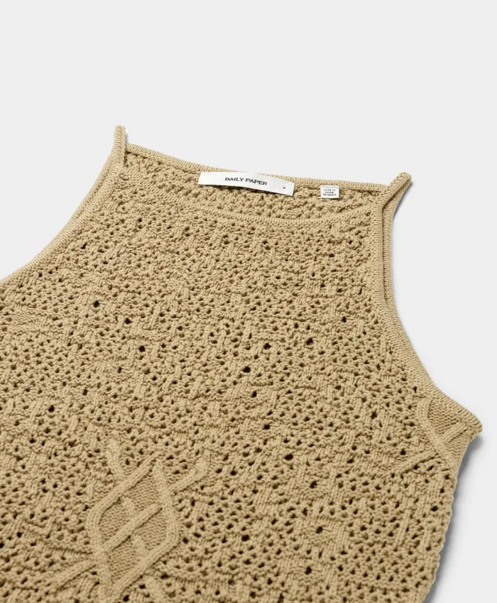 Twill Beige Shield Crochet Dress Women Daily Paper Dresses