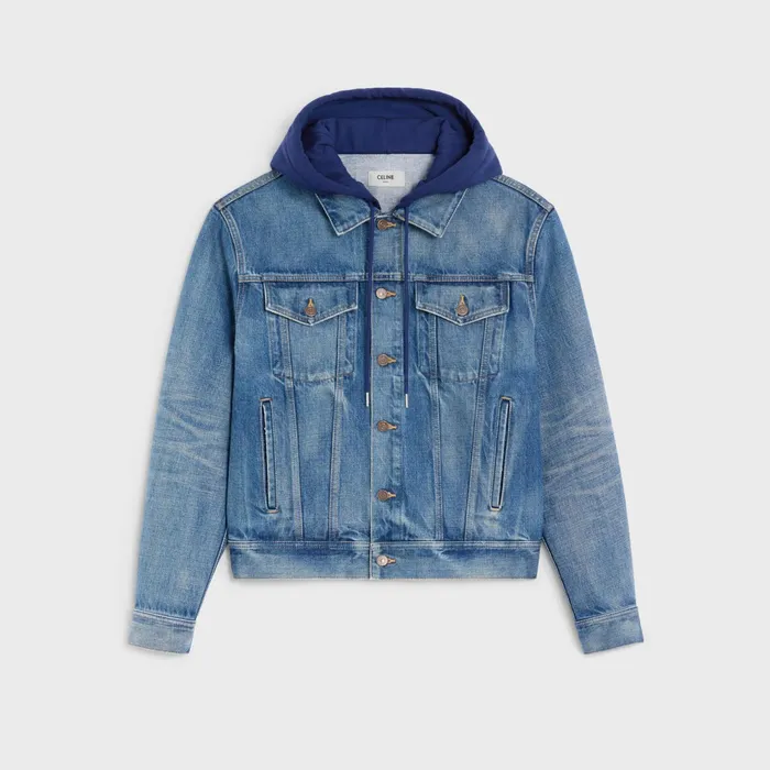 VShaped Trucker Jacket In Union Wash Denim Union Wash Men CELINE DENIM
