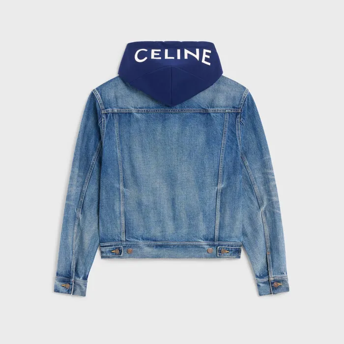 VShaped Trucker Jacket In Union Wash Denim Union Wash Men CELINE DENIM