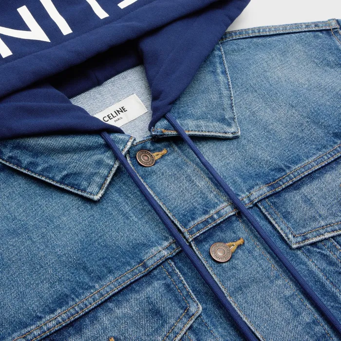 VShaped Trucker Jacket In Union Wash Denim Union Wash Men CELINE DENIM
