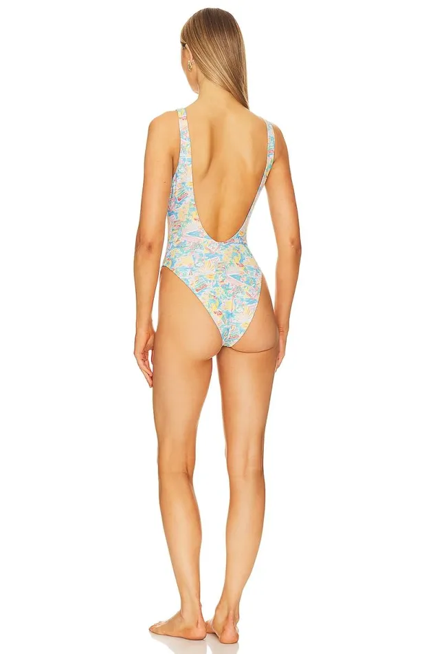Vacay Is Calling One Piece Multi Blue Vacay Women Lovers and Friends Swimsuits and CoverUps