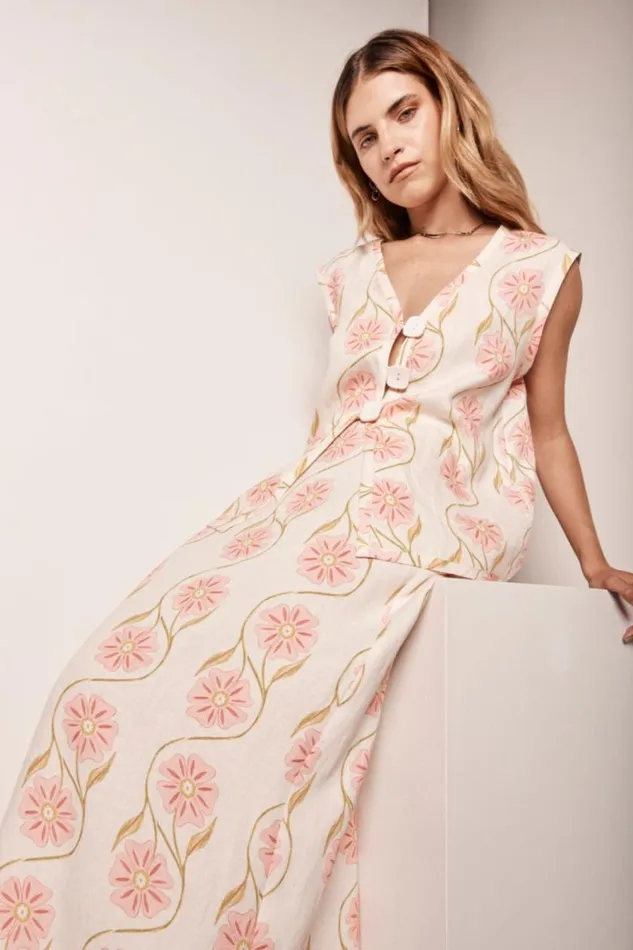 Vests Women VRG GRL Lorena Linen Vest Bloom Vests Women VRG GRL Lorena Linen Vest Bloom