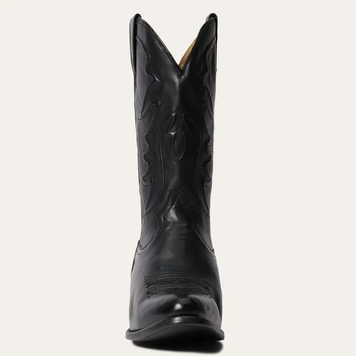 Western Men Stetson Ames Corded and Burnished Leather Boot Black