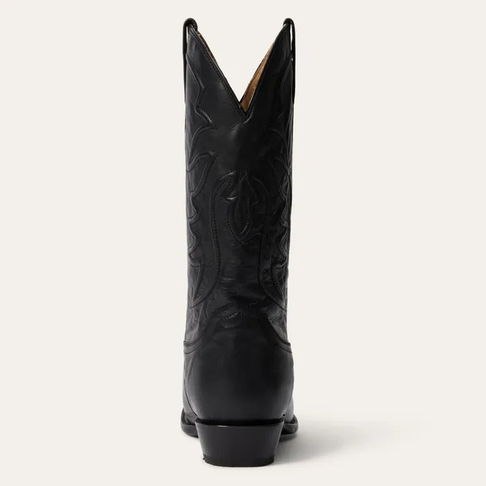 Western Men Stetson Ames Corded and Burnished Leather Boot Black