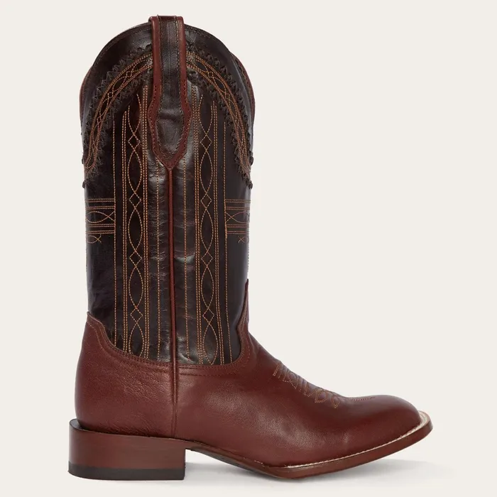 Western Men Stetson Denver Brown Goat Hand Stitched Cowboy Boot Brown