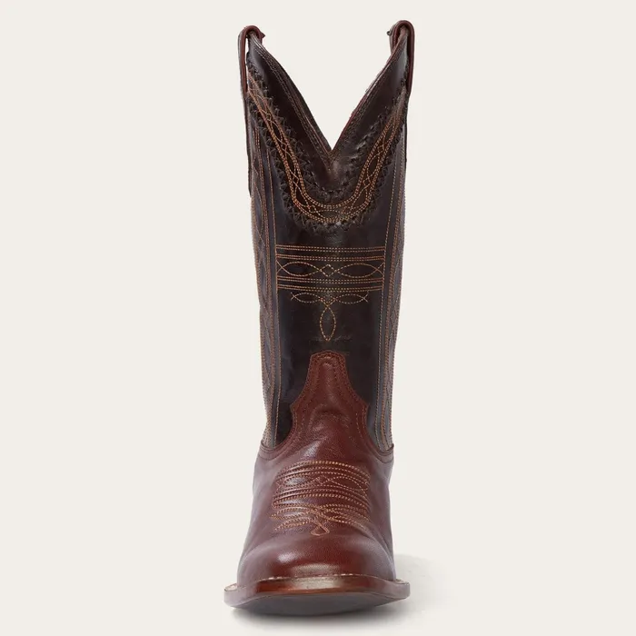 Western Men Stetson Denver Brown Goat Hand Stitched Cowboy Boot Brown