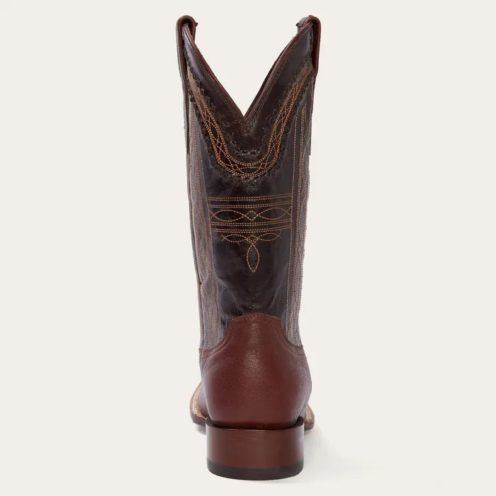Western Men Stetson Denver Brown Goat Hand Stitched Cowboy Boot Brown