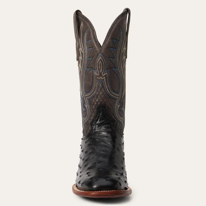Western Men Stetson Ozzy Ostrich Boot Black