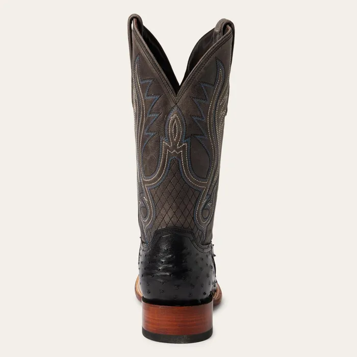 Western Men Stetson Ozzy Ostrich Boot Black