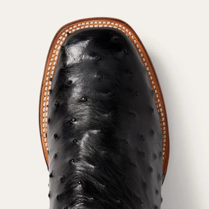 Western Men Stetson Ozzy Ostrich Boot Black