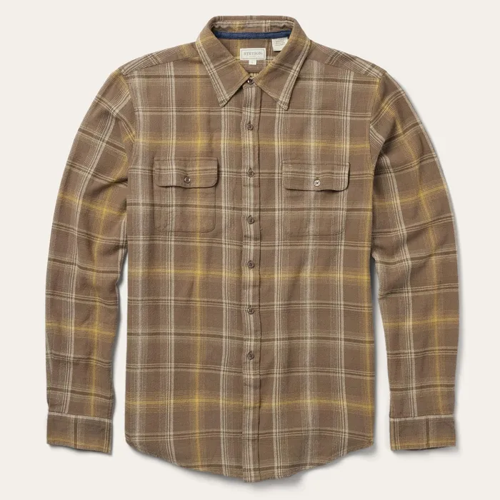 Western Shirts Men Stetson Brown Flannel ButtonFront Shirt Brown