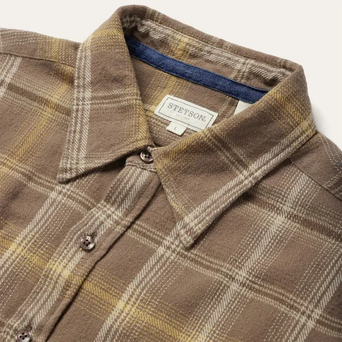 Western Shirts Men Stetson Brown Flannel ButtonFront Shirt Brown