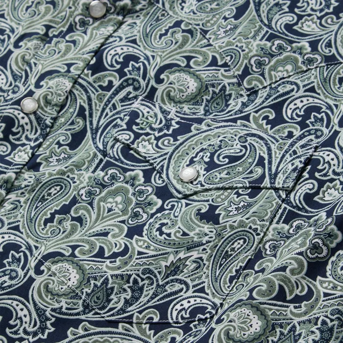Western Shirts Men Stetson Greenspring Paisley Print Western Shirt Blue