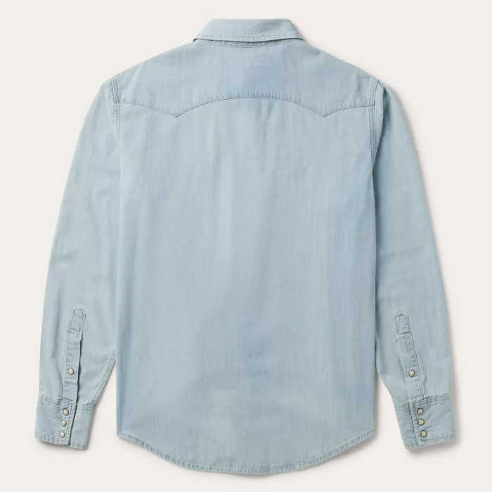 Western Shirts Men Stetson Light Blue Denim Western Shirt Blue