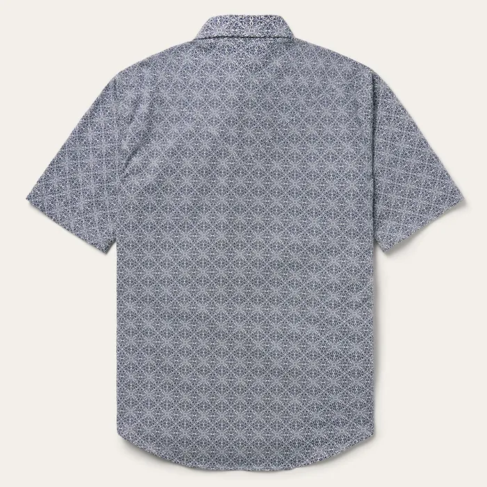Western Shirts Men Stetson Navy Print Short Sleeve Western Shirt Blue