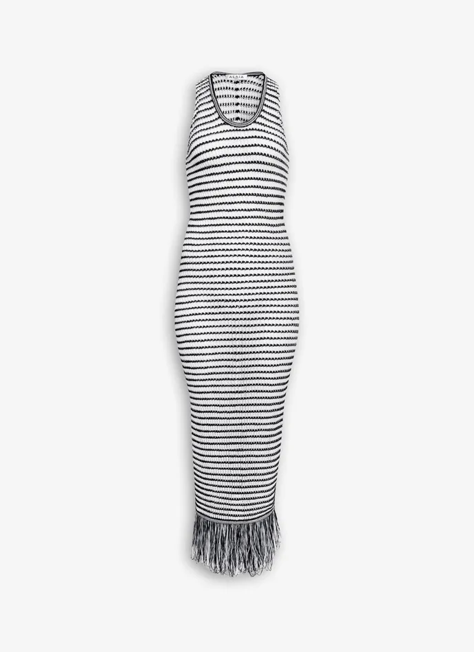 WhiteBlack FRINGED BODYCON CROCHET DRESS Women Alaa Dresses
