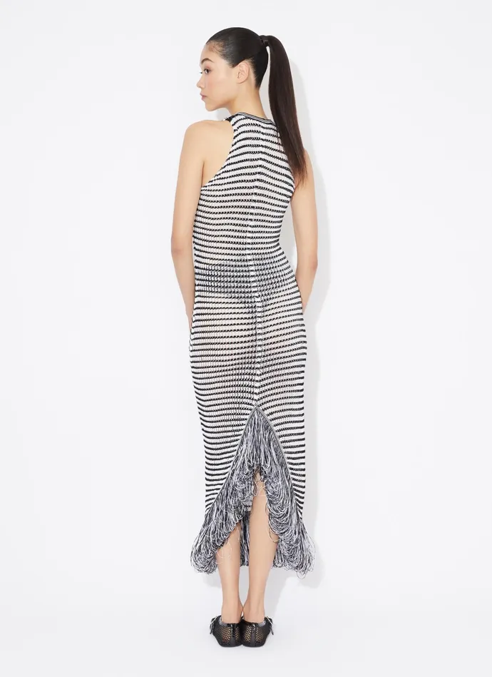 WhiteBlack FRINGED BODYCON CROCHET DRESS Women Alaa Dresses