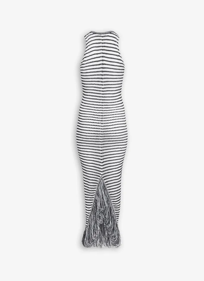 WhiteBlack FRINGED BODYCON CROCHET DRESS Women Alaa Dresses