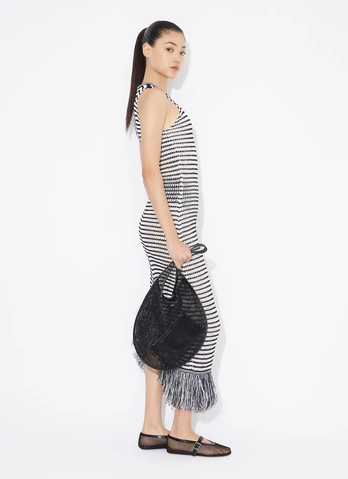 WhiteBlack FRINGED BODYCON CROCHET DRESS Women Alaa Dresses