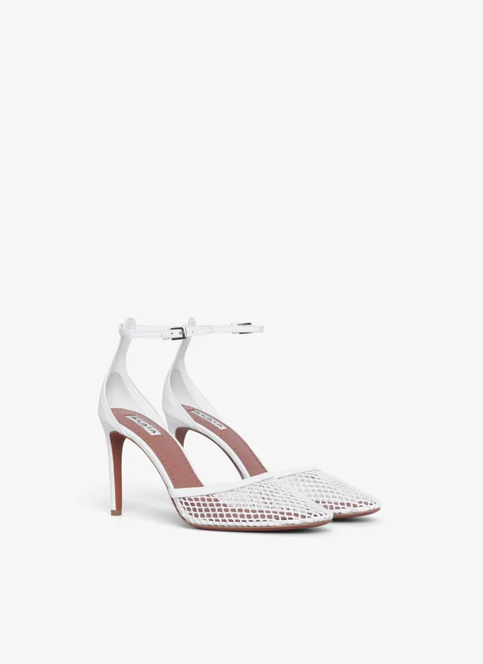 White HIGH FISHNET PUMPS Women Alaa Sandals