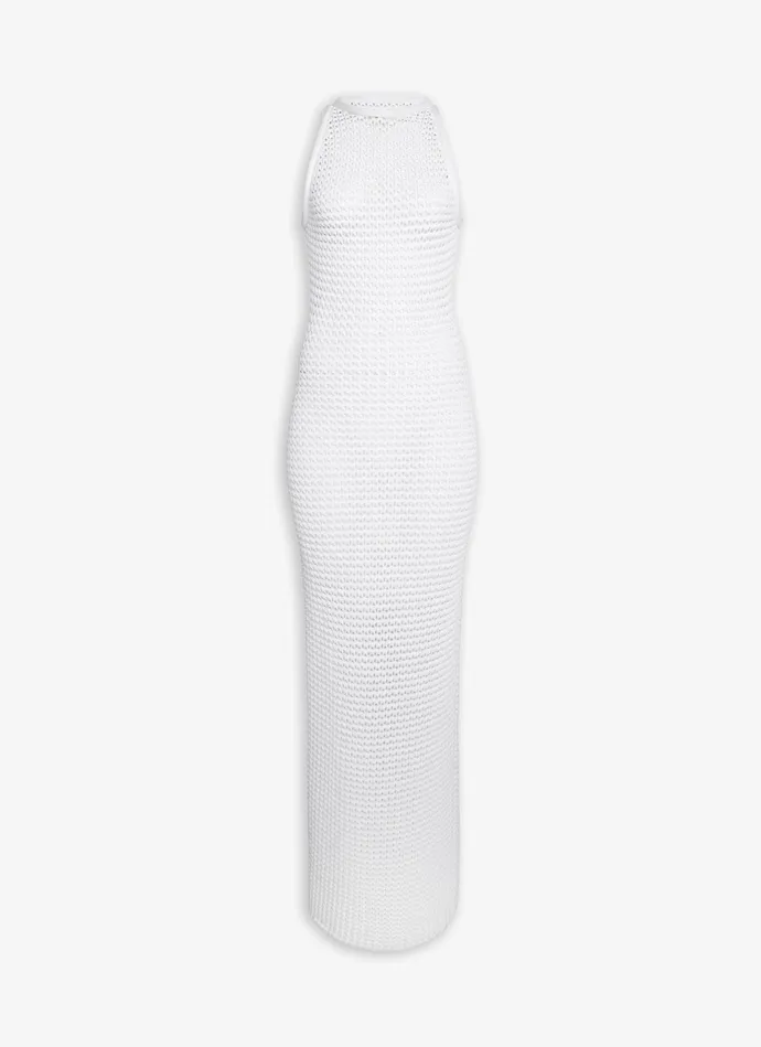 White WAFFLE KNIT TUBE DRESS Women Alaa Knitwear
