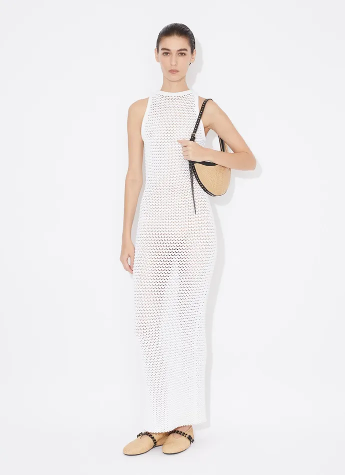 White WAFFLE KNIT TUBE DRESS Women Alaa Knitwear