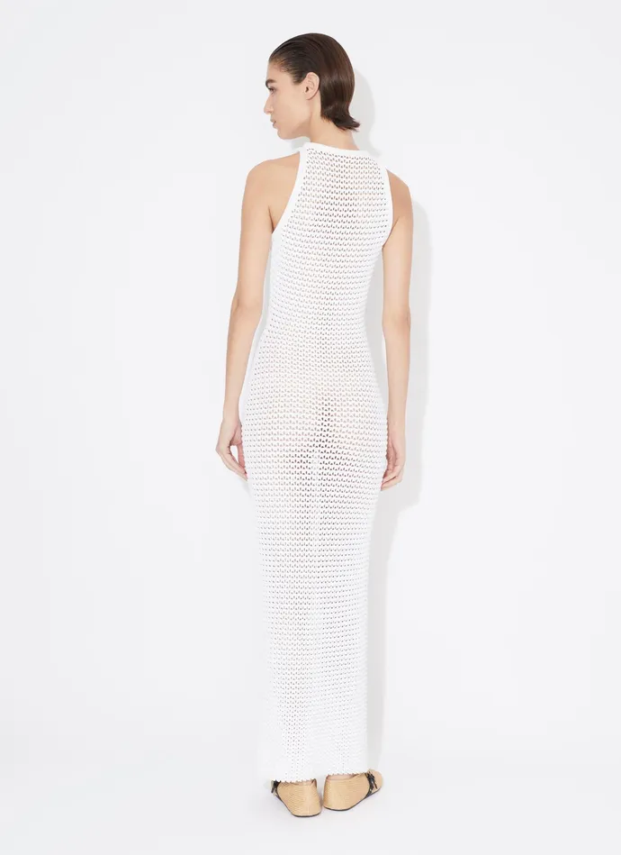 White WAFFLE KNIT TUBE DRESS Women Alaa Knitwear