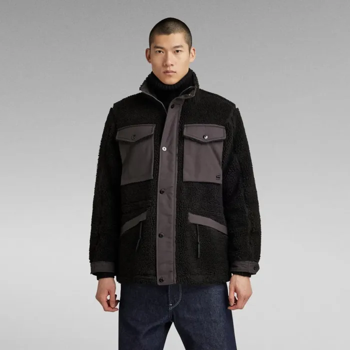 Winter Coats Men GStar RAW Fleece Field Jacket Dark Black