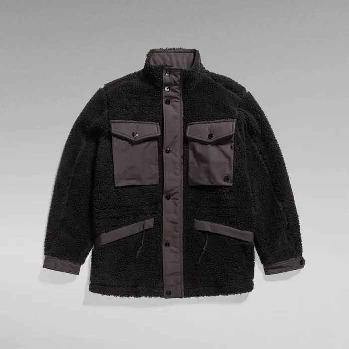 Winter Coats Men GStar RAW Fleece Field Jacket Dark Black