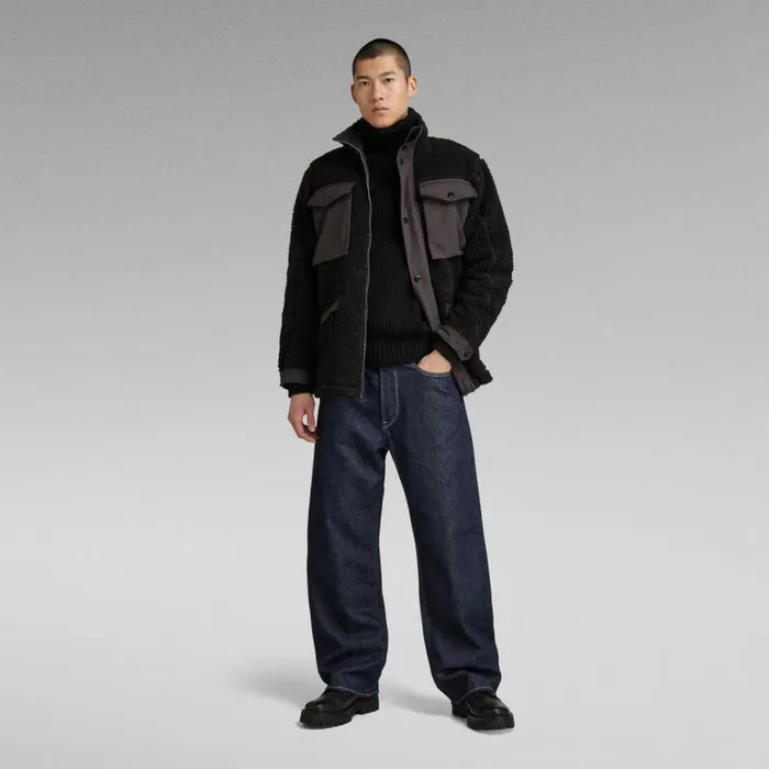 Winter Coats Men GStar RAW Fleece Field Jacket Dark Black