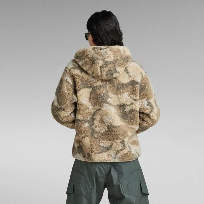 Winter Coats Women GStar RAW Short Teddy Jacket Brick Woodland Camo