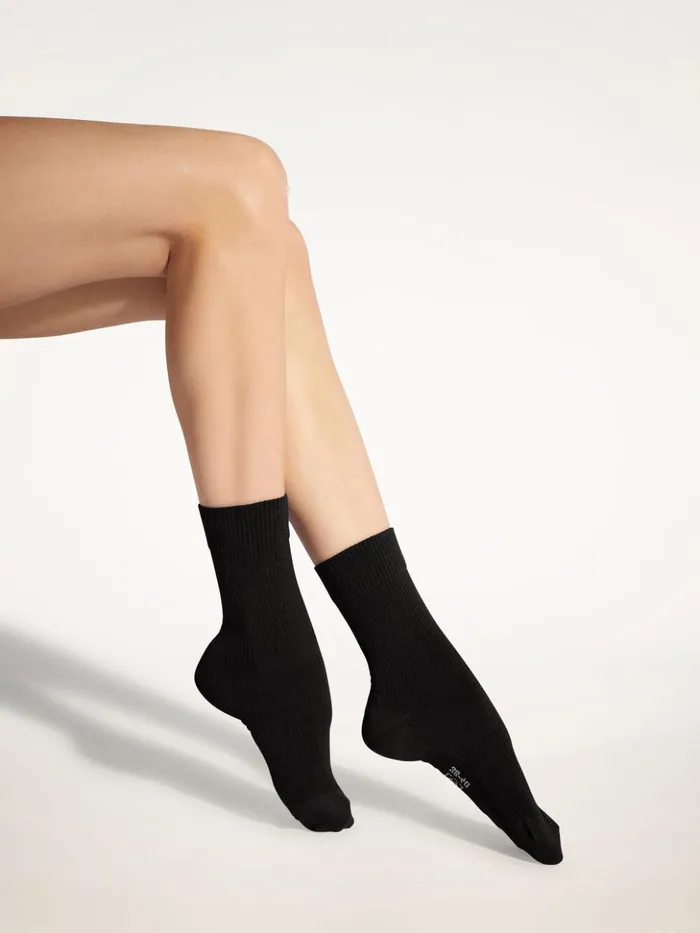 Wolford Merino Rib Support Socks Black Women Socks