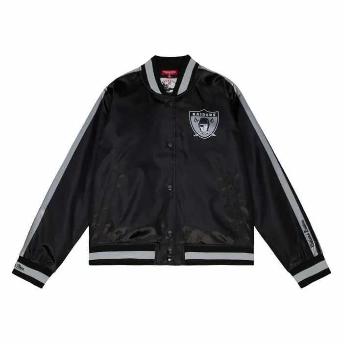 Women039s Jackets and Outerwear Mitchell and Ness Women039s Raglan Satin Jacket Oakland Raiders Women039s Jackets and Outerwear Mitchell and Ness Women039s Raglan Satin Jacket Oakland Raiders