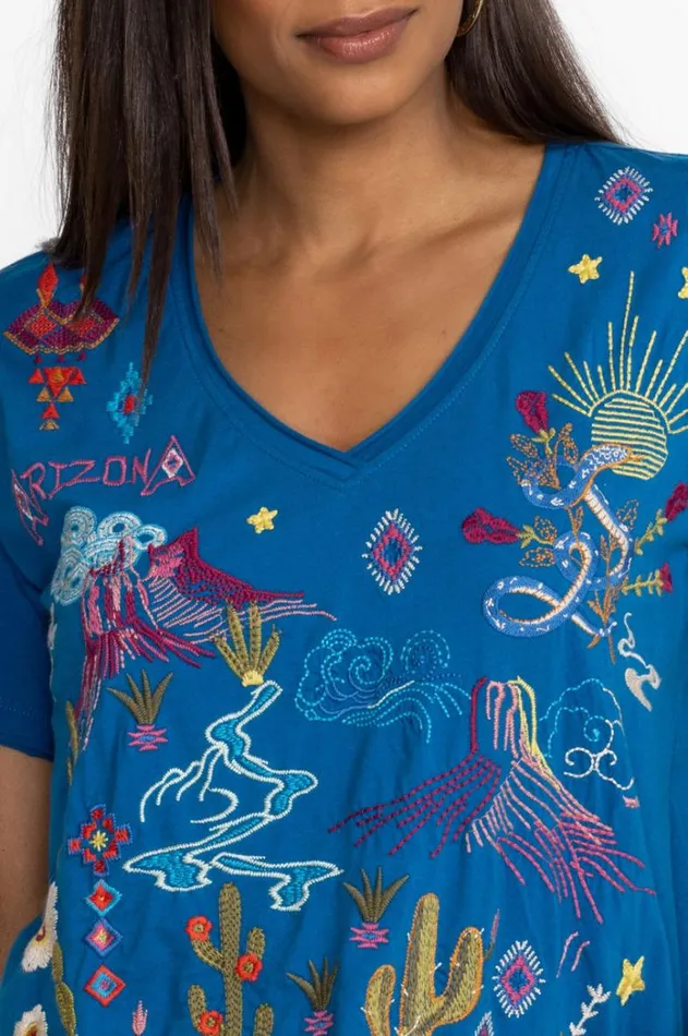 Women Arizona Everyday Tee Mykonos Blue Johnny Was Tops Women Arizona Everyday Tee Mykonos Blue Johnny Was Tops