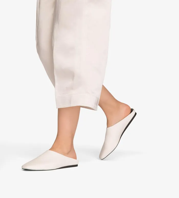 Women Arola Vegan Square Toe Mule Shoes White Matt and Nat Flats